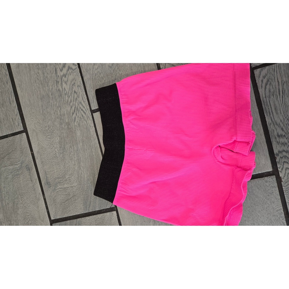 Free People Movement Good Karma Ribbed Shorts Neon Pink Black Sparkle M/L - Picture 4 of 4